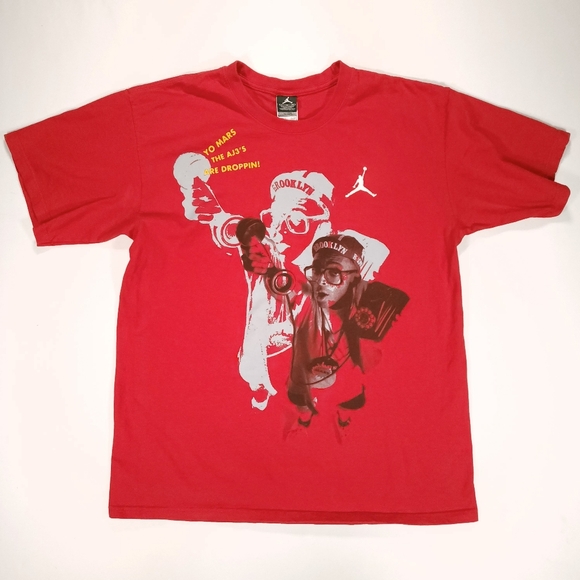 Vtg Air Jordan III 3 Spike Lee Mars Blackmon Graphic Tee Red Mens XL Small Hole - Picture 1 of 14